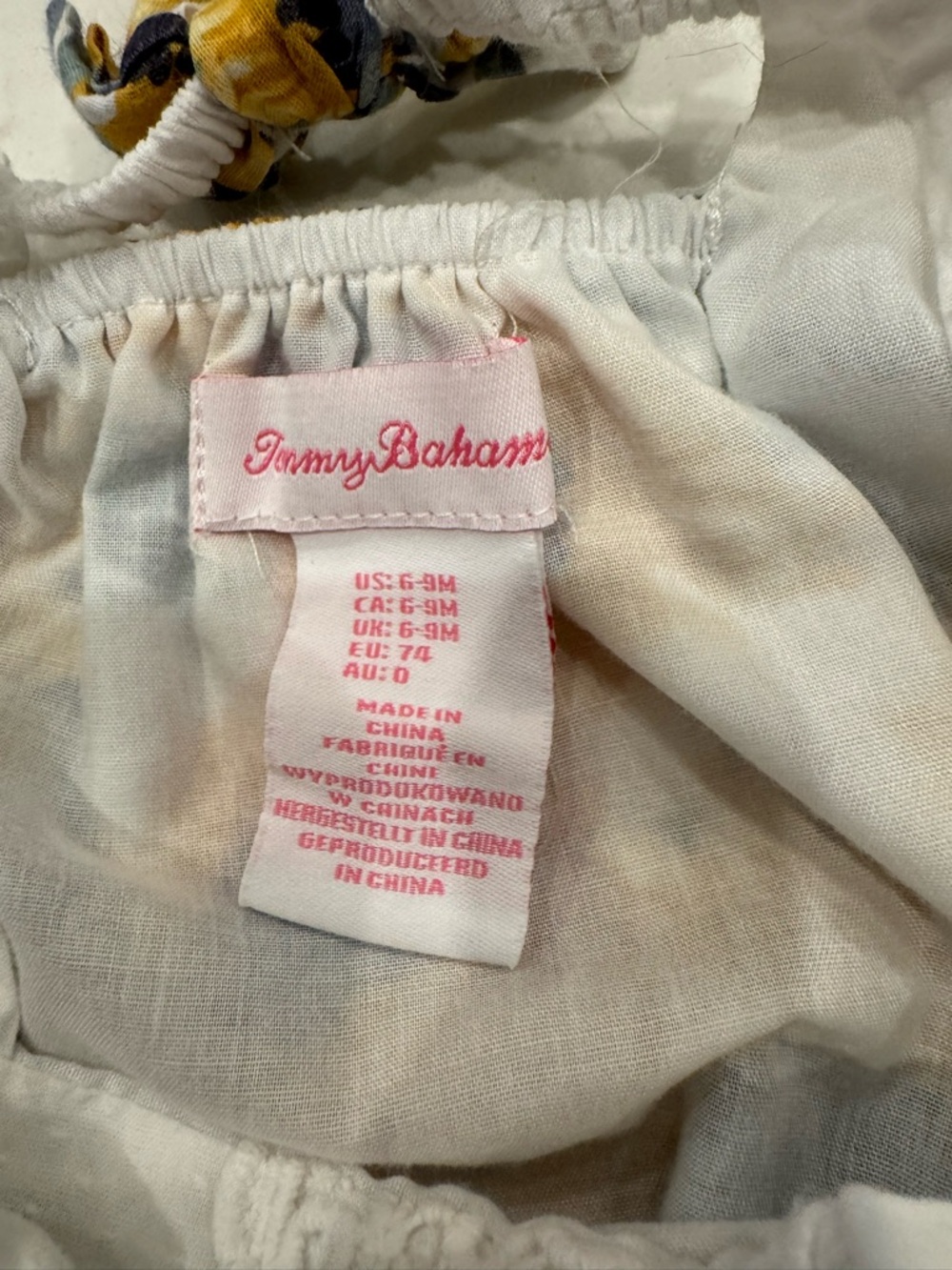 Tommy Bahama Sunflower Baby Bubble Romper - White, Yellow, Gray - Picture 4 of 4